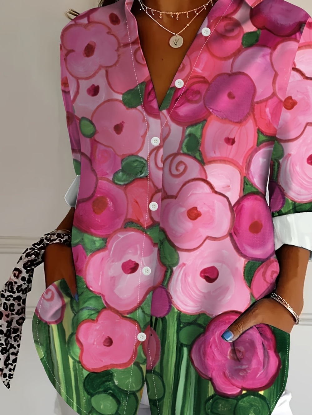 NWOT Pink Floral Shirt